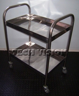 Carrinho duas bandejas de aço inox